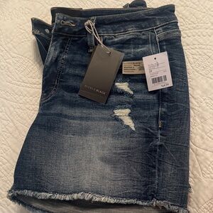 Women's Distressed Buckle Black Shorts